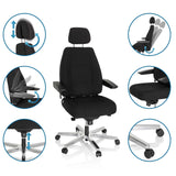 XXL snurrstol 24 HOURS I i svart med olika inställningsmöjligheter från hjh OFFICE