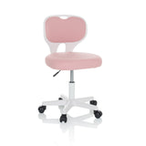 Rosa Snurrstol för barn KIDDY TOP W med vit ram och femhjulig bas från hjh OFFICE – 360-gradersvy (framifrån 15°)