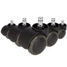 Fünf schwarze Stuhlrollen 5x ROLO FREE 11mm/50mm für Hartböden mit metallenen Bolzen von hjh OFFICE