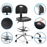 Funktioner för bardiskstolen TOP WORK 23 I med justerbart ryggstöd och fotring i svart från hjh OFFICE