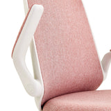 Vit armstöd och rosa tygklädsel på Snurrstol för barn Swivelo från hjh OFFICE