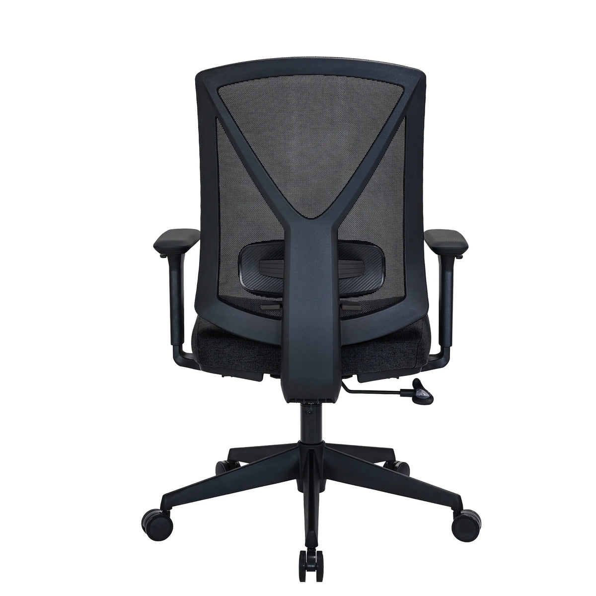 Baksida av Professionell kontorsstol Mirou i svart med nätryggstöd från hjh OFFICE