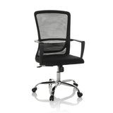 Svart Home Office kontorsstol STAR-TEC S med nätrygg och femhjulig fotkorsbas från hjh OFFICE – 360-gradersvy (framifrån 15°)