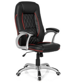 Gamingstuhl RELAX AB100 in Schwarz mit roten Zierstreifen und Steppmuster von MyBuero