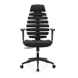 Svart Professionell kontorsstol ERGO LINE ECO med tygklädsel och femhjulig stjärnfot från hjh OFFICE – 360-gradersvy (framifrån 0°)