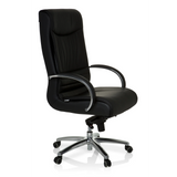 Svart snurrstol XXL F 400 i läder med stjärnfot och fem hjul från hjh OFFICE – 360-gradersvy (snett framifrån 60°)