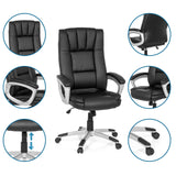 Svart Home Office kontorsstol RELAX CL150 med detaljvyer av ryggstöd, armstöd och gasfjäder från MyBuero