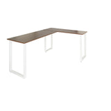 Hörnskrivbord WORKSPACE BASIC I i valnötseffekt med vita U-ben från hjh OFFICE – 360-gradersvy (framifrån 20°)