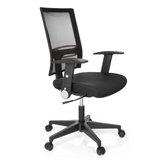 Svart Home Office kontorsstol OFFICE R8 med nätrygg och femhjulig fotkorsbas från hjh OFFICE – 360-gradersvy (snett framifrån 60°)