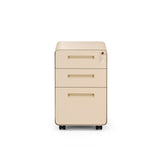 Beige COLOR PLUS I rullcontainer i metall med tre lådor och fyra hjul från hjh OFFICE – 360-gradersvy (framifrån 0°)