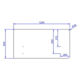 Teknisk ritning av bordsskärmvägg FLEXMIUT D 120 med 120 × 62 cm från hjh OFFICE