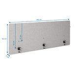 Måttskiss för bordsskärmvägg FLEXMIUT D 180 med 180 × 62 cm från hjh OFFICE