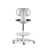 Baksida av WORK MF2 W Arbetsstol i mörkgrå med fotring och hjul från hjh OFFICE