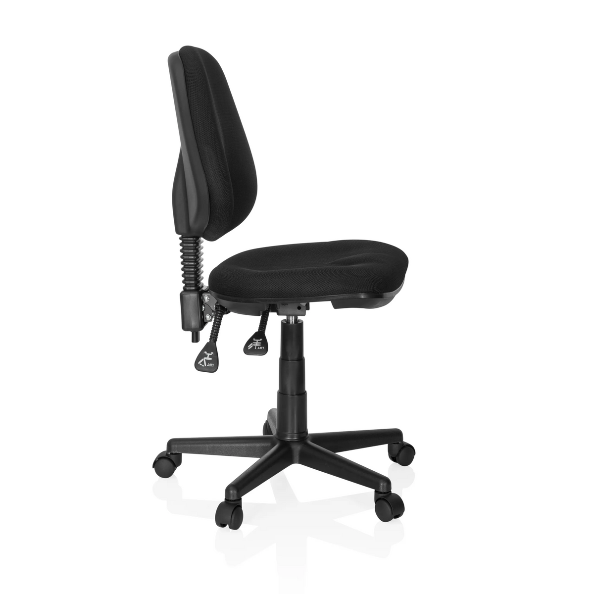Svart Home Office kontorsstol CITY 25 med nätrygg och femhjulig stjärnfot från hjh OFFICE – 360-gradersvy (sidoprofil 80°)