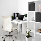 Gräddvit Professionell chefsfåtölj ASPERA 10 med quiltad klädsel och kromställning från hjh OFFICE