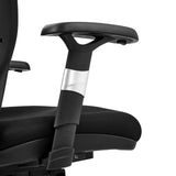 Justerbart armstöd i svart med silverdetalj på hög kontorsstol VENUS BASE från hjh OFFICE
