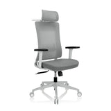 Grå Professionell kontorsstol COMFIO WMH med nätrygg, nackstöd och femhjulig fotkorsbas från hjh OFFICE – 360-gradersvy (snett framifrån 40°)
