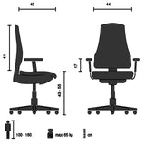 Teknisk ritning av Snurrstol för barn KIDDY SMART med en sitthöjd på 43–55 cm från hjh OFFICE