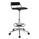 Svart Svängbar stol TOP WORK 28 med fotring och femhjulig fotkorsbas från hjh OFFICE – 360-gradersvy (snett framifrån 40°)