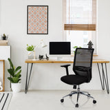 Svart Professionell kontorsstol PROFONDO med nätryggstöd och kromad fotkorsbas från hjh OFFICE