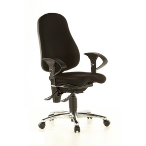 Schwarzer Profi-Bürostuhl SITNESS 10 mit Armlehnen und poliertem Fußkreuz von Topstar