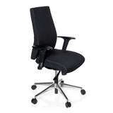 Svart Professionell kontorsstol PRO-TEC 250 med armstöd och femhjulig stjärnfot från hjh OFFICE – 360-gradersvy (snett framifrån 60°)