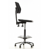 Svart bardiskstol TOP WORK 11 med fotring och femstjärnigt fotkors från hjh OFFICE – 360-gradersvy (sidoprofil 80°)