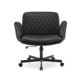 Svart Home Office kontorsstol Criss-Cross 10 med quiltning och femhjulig stjärnfot från hjh LIVING – 360-gradersvy (framifrån 0°)