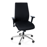 Svart Professionell kontorsstol PRO-TEC 250 med armstöd och femhjulig stjärnfot från hjh OFFICE – 360-gradersvy (framifrån 20°)