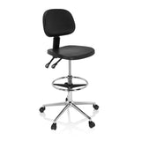 Svart bardiskstol TOP WORK 24 I med fotring och femkorsfot med hjul från hjh OFFICE – 360-gradersvy (snett framifrån 40°)