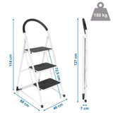 Måttvy av Fällbar stege SOLID W2 med en höjd på 118 cm och en bärkapacitet på 150 kg från hjh OFFICE