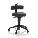 Svart Svängbar stol TOP WORK FLEX PU i konstläder med ryggstöd och femhjulig fotkorsbas från hjh OFFICE – 360-gradersvy (framifrån 15°)