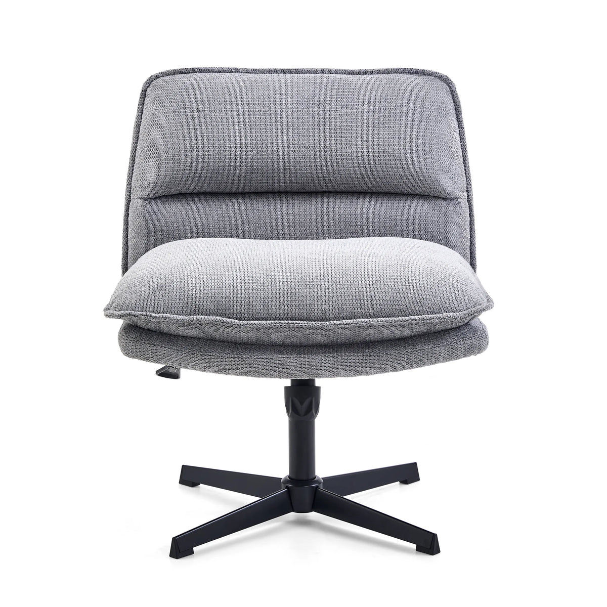 Mörkgrå Loungefåtölj Criss-Cross 20 med stoppning och svart stjärnfot från hjh LIVING – 360-gradersvy (framifrån 0°)
