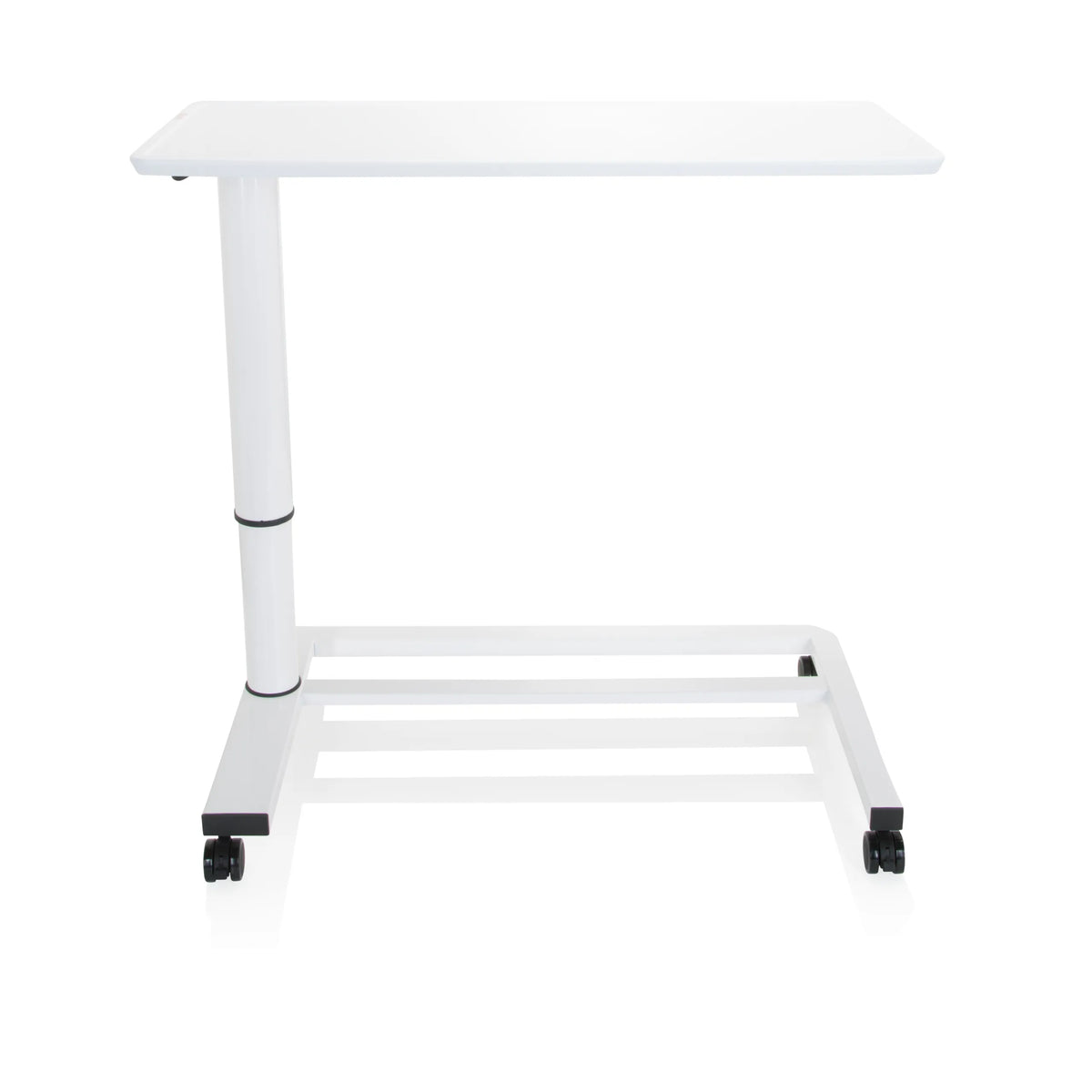 Vitt Ståskrivbord STAND II med höjdjusterbart ben och rullbas från hjh OFFICE – 360-gradersvy (framifrån 0°)