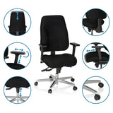 Justerbara funktioner för Professionell kontorsstol ZENIT COMFORT i svart med hjul och armstöd från hjh OFFICE