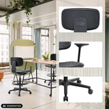 Svart TOP WORK B bardiskstol med fotring och hjul i olika vyer från hjh OFFICE (AI-genererad bild)
