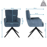 Måttskiss av den stoppade stolen TARUGO med en total höjd på 94 cm och en bredd på 58 cm från hjh LIVING