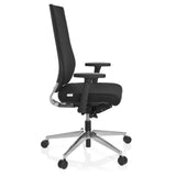 Svart Professionell kontorsstol PRO-TEC 700 med armstöd och blankt femstjärnigt underrede med hjul från hjh OFFICE – 360-gradersvy (sidoprofil 80°)