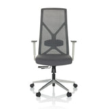 Grå Professionell kontorsstol AZURRO WHITE med nätrygg och femhjulig fotkorsbas från hjh OFFICE – 360-gradersvy (framifrån 0°)
