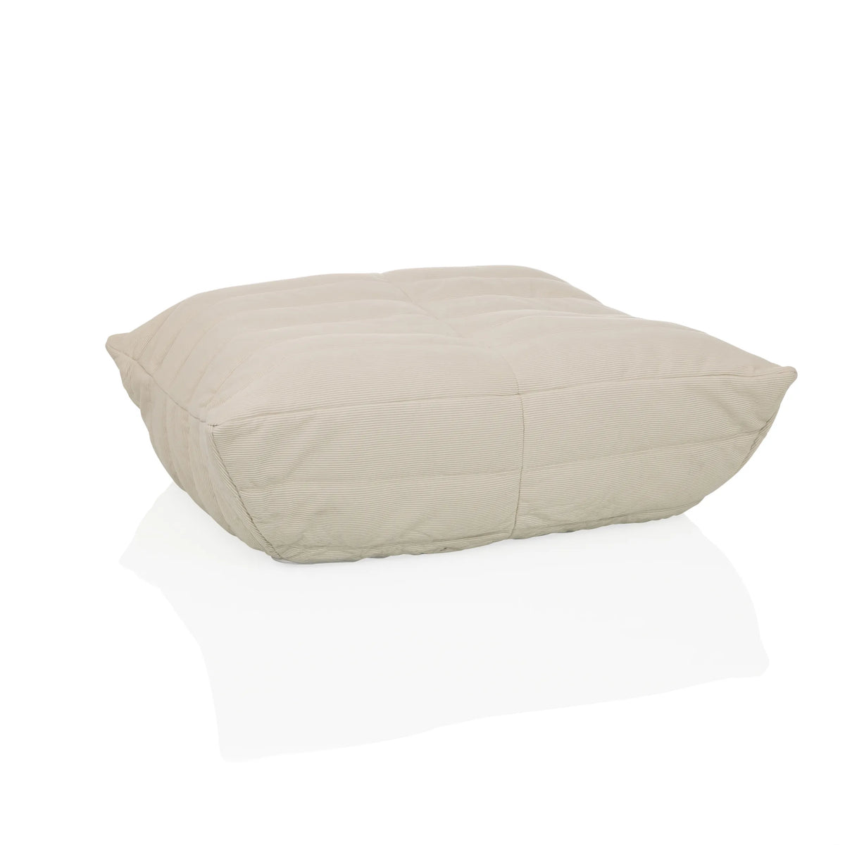 Beige Sittsäckar Sitzolo Podi med ribbat tygöverdrag från hjh LIVING – 360-gradersvy (framifrån 15°)