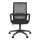 Svart Home Office kontorsstol PRESTON med nätrygg och femstjärnig fotkorsbas med hjul från hjh OFFICE – 360-gradersvy (framifrån 0°)