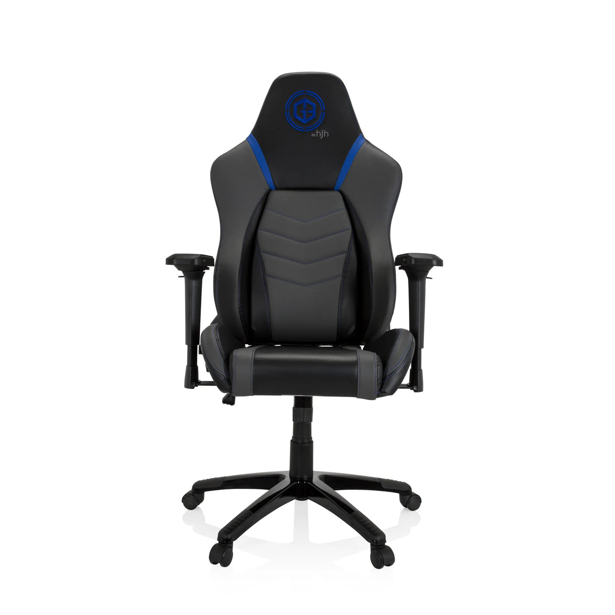 Gråblå Spelstol GAMEBREAKER POLARYS I med armstöd och femhjulig fotkorsbas från hjh OFFICE – 360-gradersvy (framifrån 0°)