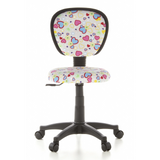 Snurrstol för barn KIDDY TOP med färgglatt hjärt- och blommönster samt femhjulig fotkorsbas från hjh OFFICE – 360-gradersvy (framifrån 0°)