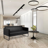 Svart 3-sits loungesoffa ARUBA BLACK med quiltad klädsel och smala metallben från hjh OFFICE