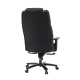 Baksidan av den svarta XXL Pullmann Gen2 snurrstolen med tygbeklädnad och fem hjul från hjh OFFICE