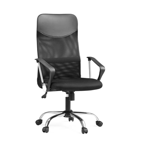 Svart Home Office chefsfåtölj PURE NET med nätrygg och kromad fotkorsbas från hjh OFFICE