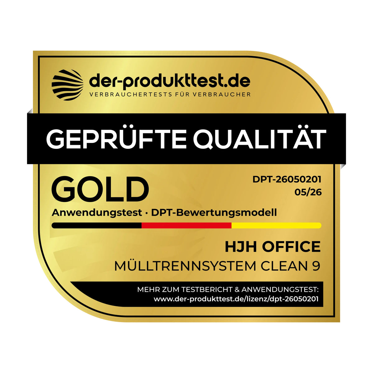 Svart papperskorg Clean 9 med tre fack, lock i rostfritt stål och handtag från hjh OFFICE