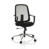Svart Home Office kontorsstol SEDIOLO B med nätrygg och femhjulig fotkorsbas från hjh OFFICE – 360-gradersvy (snett framifrån 30°)