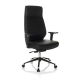 Svart Professionell chefsfåtölj VITORO ECO med armstöd och femhjulig fotkorsbas från hjh OFFICE – 360-gradersvy (snett framifrån 30°)