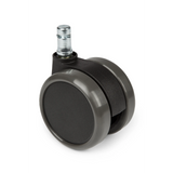 Svarta hjul 5x ROLO 11mm/65mm för hårda golv med metallstift från hjh OFFICE – 360-gradersvy (framifrån 0°)